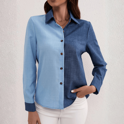 Faye | Women's Colour Block Long-Sleeve Button-Up Shirt