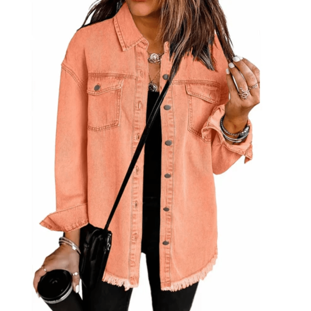 Dakota | Women's Oversized Shirt Jacket with Frayed Hem