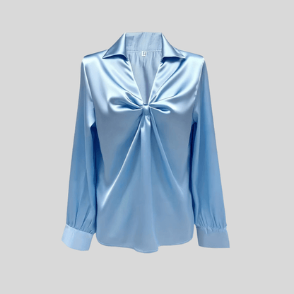 Kaia | Women's V-Neck Twist Front Long Sleeve Top