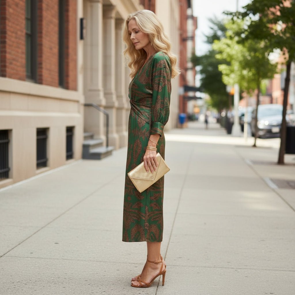 Liv | Women's Long-Sleeve Wrap Midi Dress