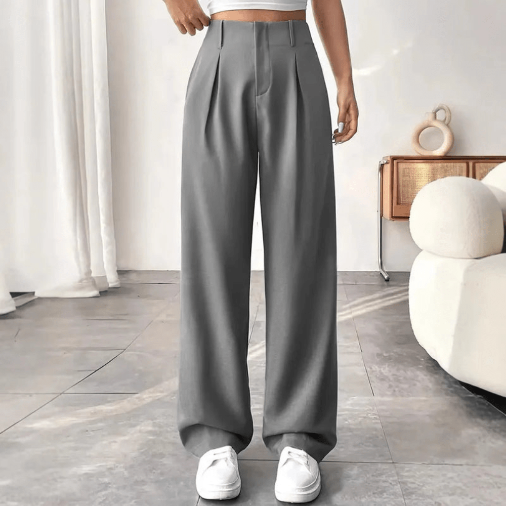 Mae | Women's High-Waisted Wide-Leg Draped Trousers