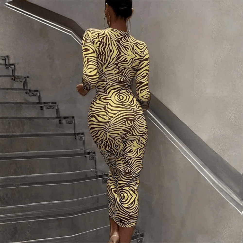 Indie | Women's Zebra Print Bodycon Maxi Dress