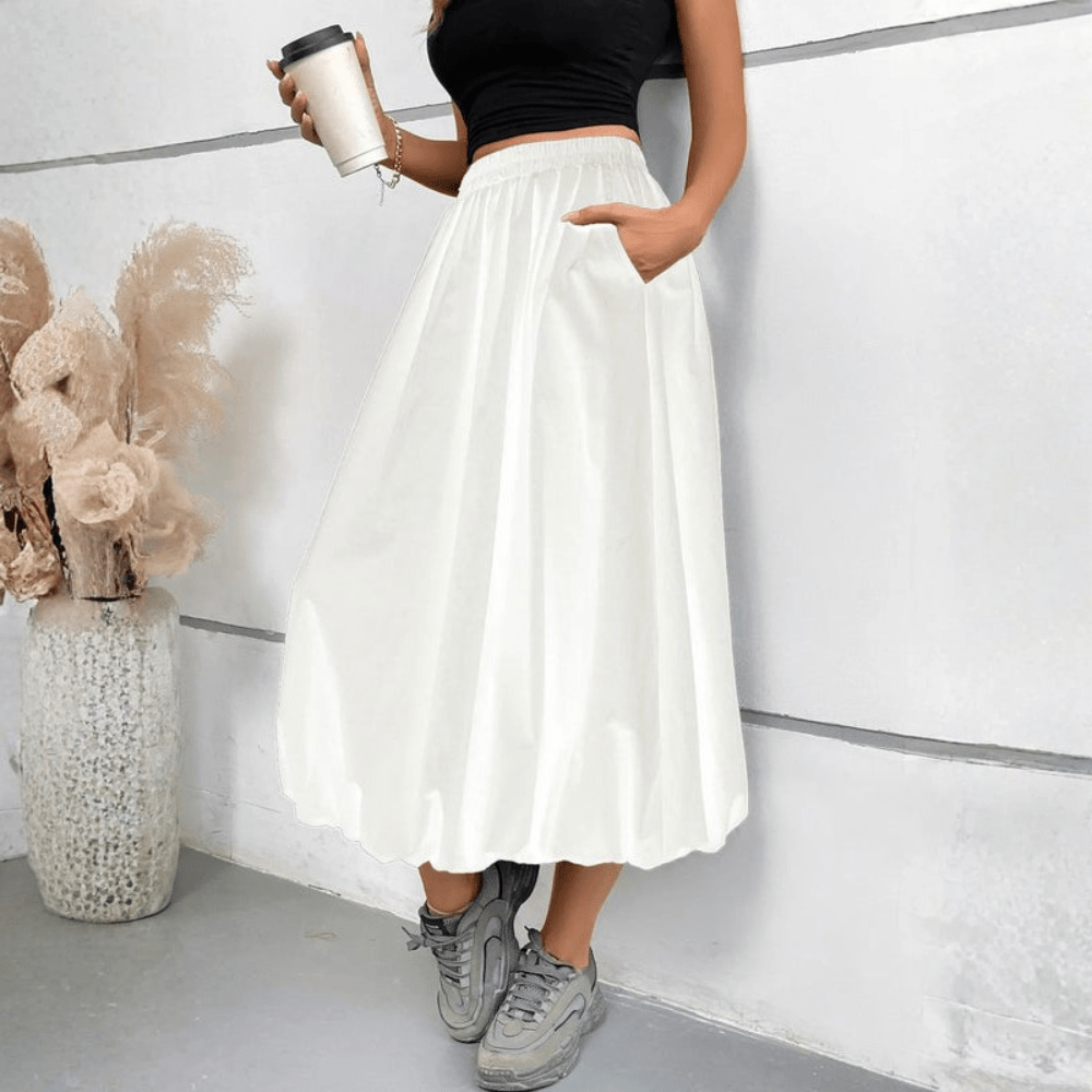Faye | Women's High Waist Pleated Midi Skirt