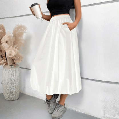 Faye | Women's High Waist Pleated Midi Skirt