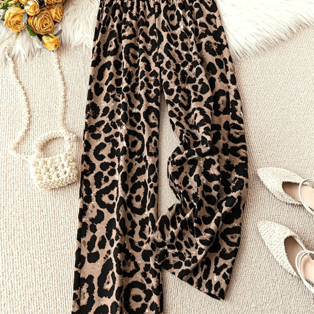 Piper | Women's Leopard Print Wide Leg Trousers