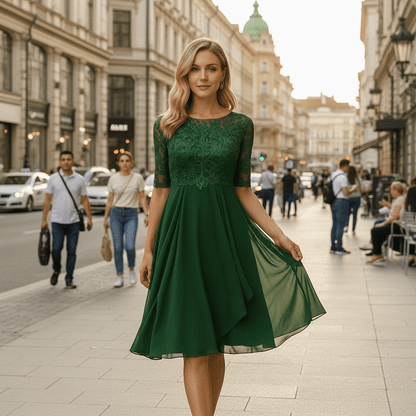 Nika | Women's Half-Sleeve Formal Evening Dress