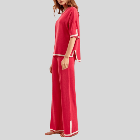 Blair | Women's Contrast Wide Leg Trousers Set