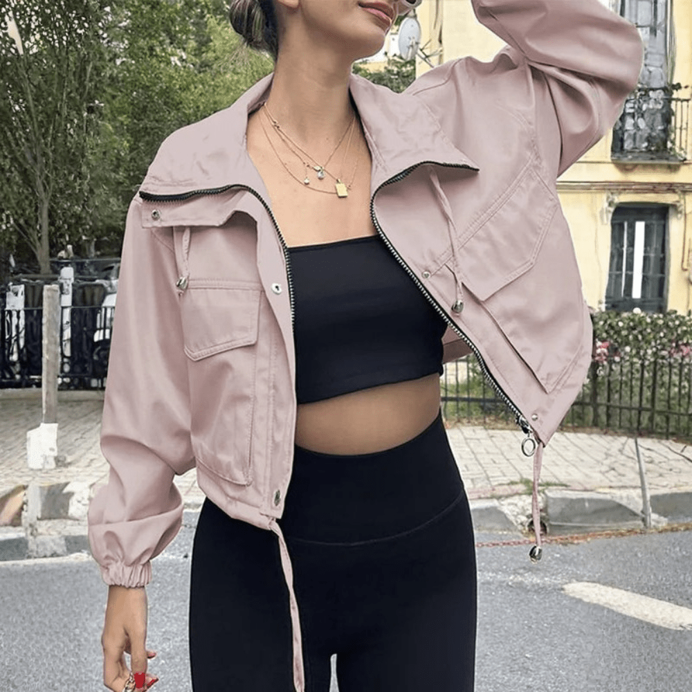 Indie | Utility-Jacke mit hohem Kragen und Taschen für Damen