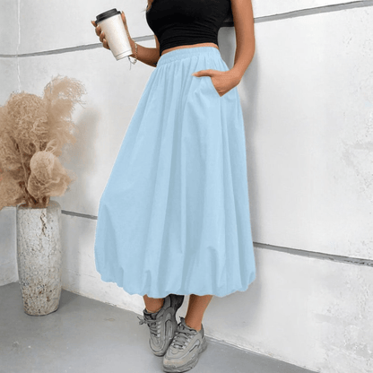 Faye | Women's High Waist Pleated Midi Skirt