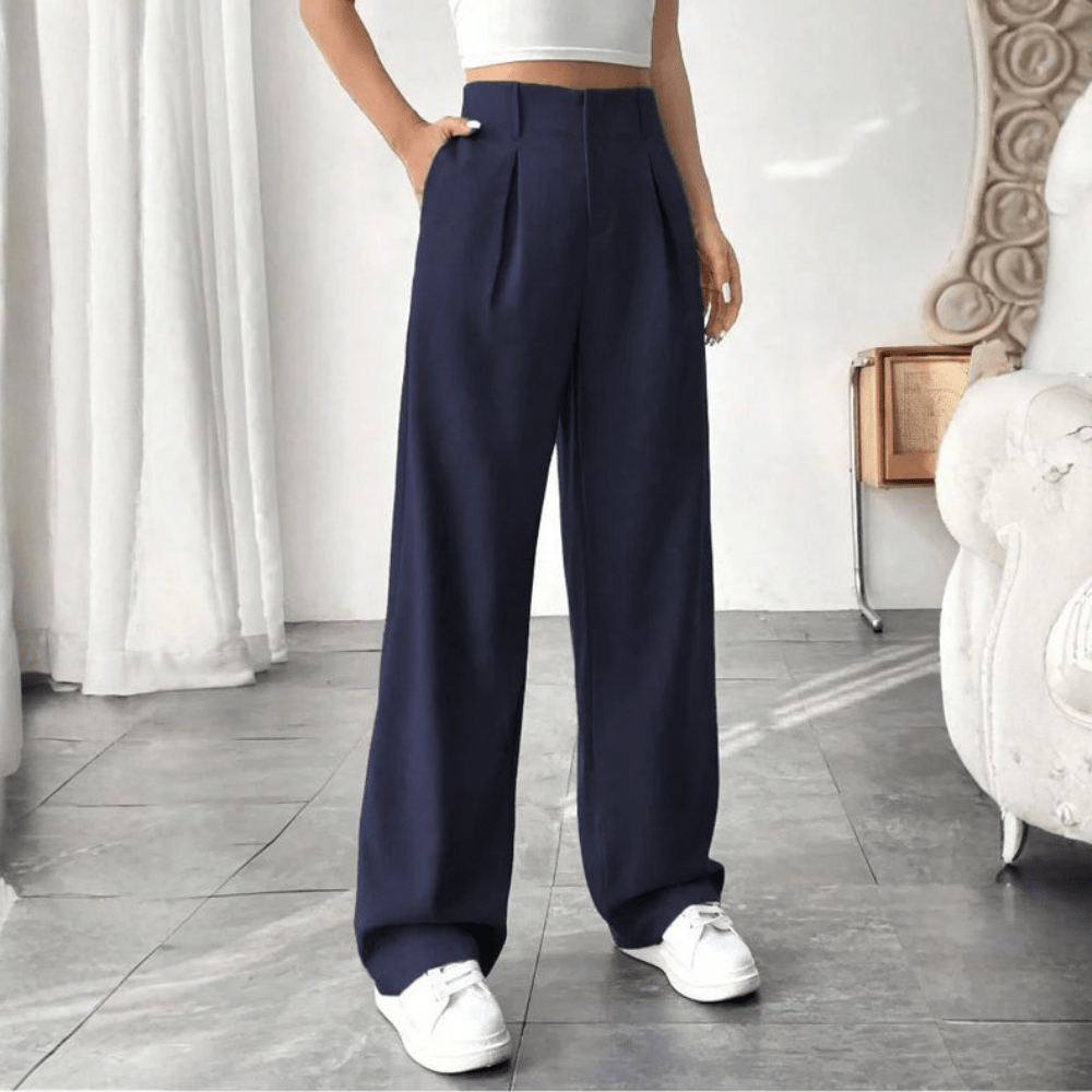 Mae | Women's High-Waisted Wide-Leg Draped Trousers