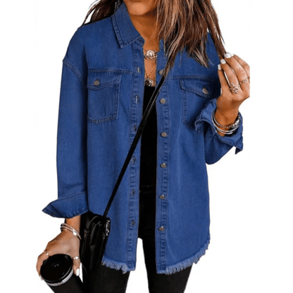 Dakota | Women's Oversized Shirt Jacket with Frayed Hem