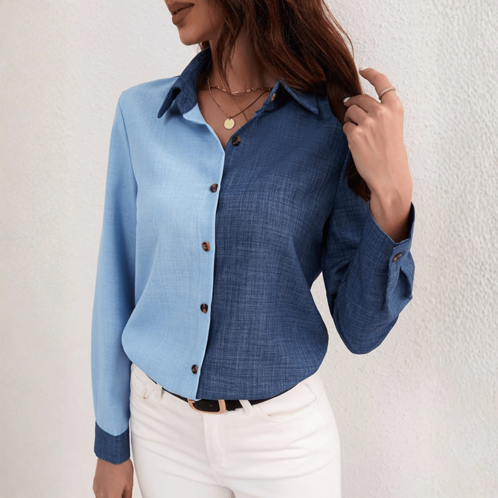 Faye | Women's Colour Block Long-Sleeve Button-Up Shirt