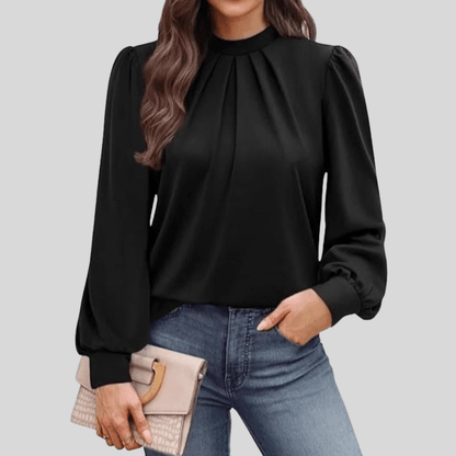 Nova | Women's Leopard Print Ruched High Neck Top