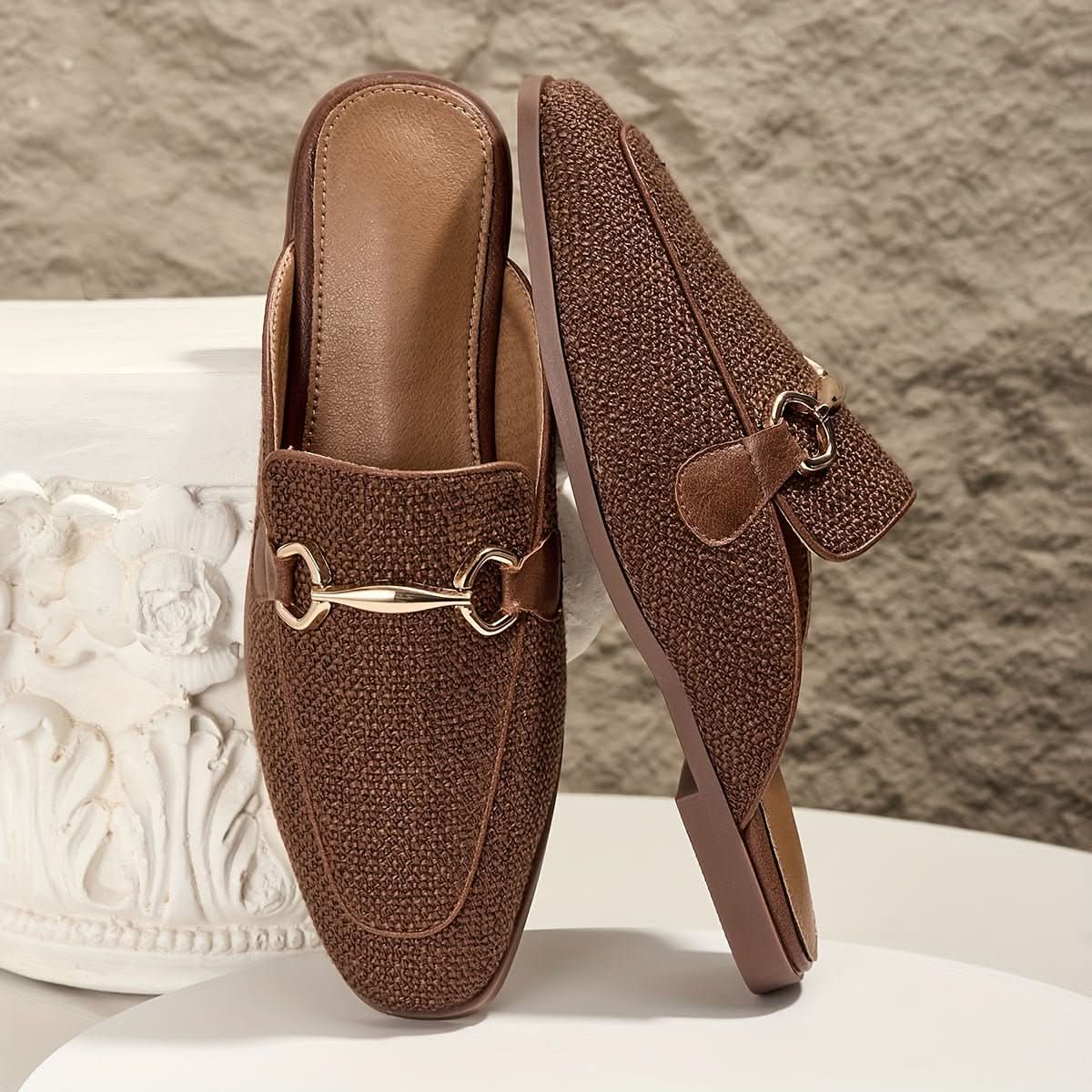 Indie | Women's Square Toe Buckle Mule Flats