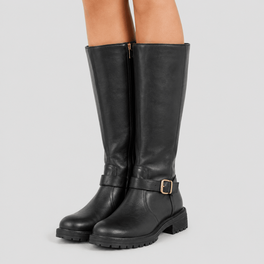 Jasmyn | Women's Knee-High Riding Boots with Buckle Strap