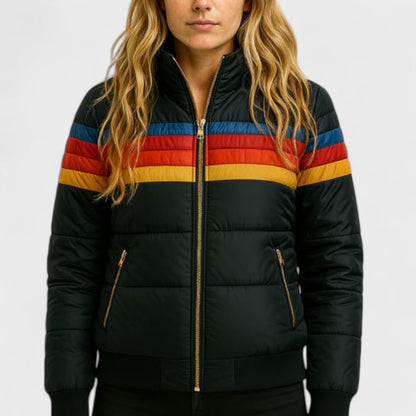 Romy | Gestreifte Steppjacke für Damen mit Reißverschluss