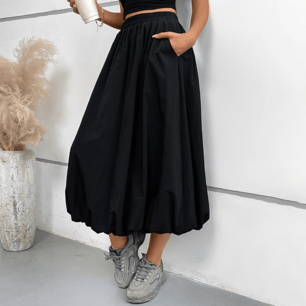 Faye | Women's High Waist Pleated Midi Skirt