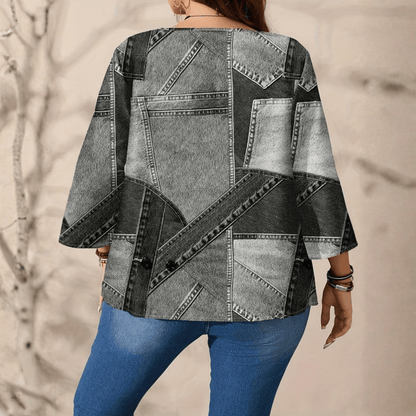 Romy | Women's Plus Size Relaxed Fit Round Neck Blouse