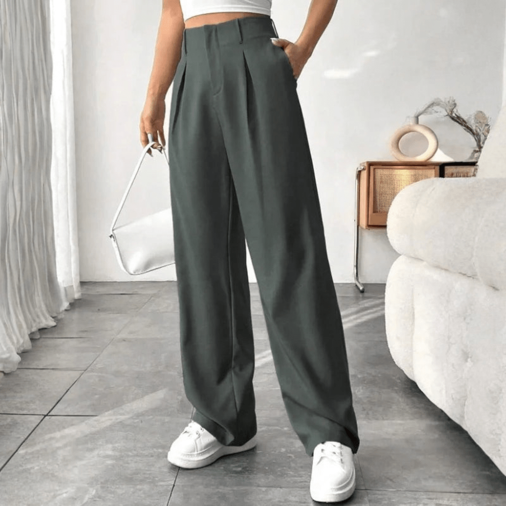 Mae | Women's High-Waisted Wide-Leg Draped Trousers