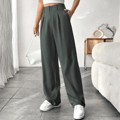 Mae | Women's High-Waisted Wide-Leg Draped Trousers