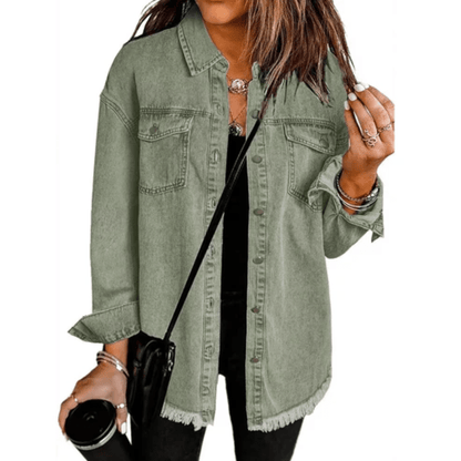Dakota | Women's Oversized Shirt Jacket with Frayed Hem