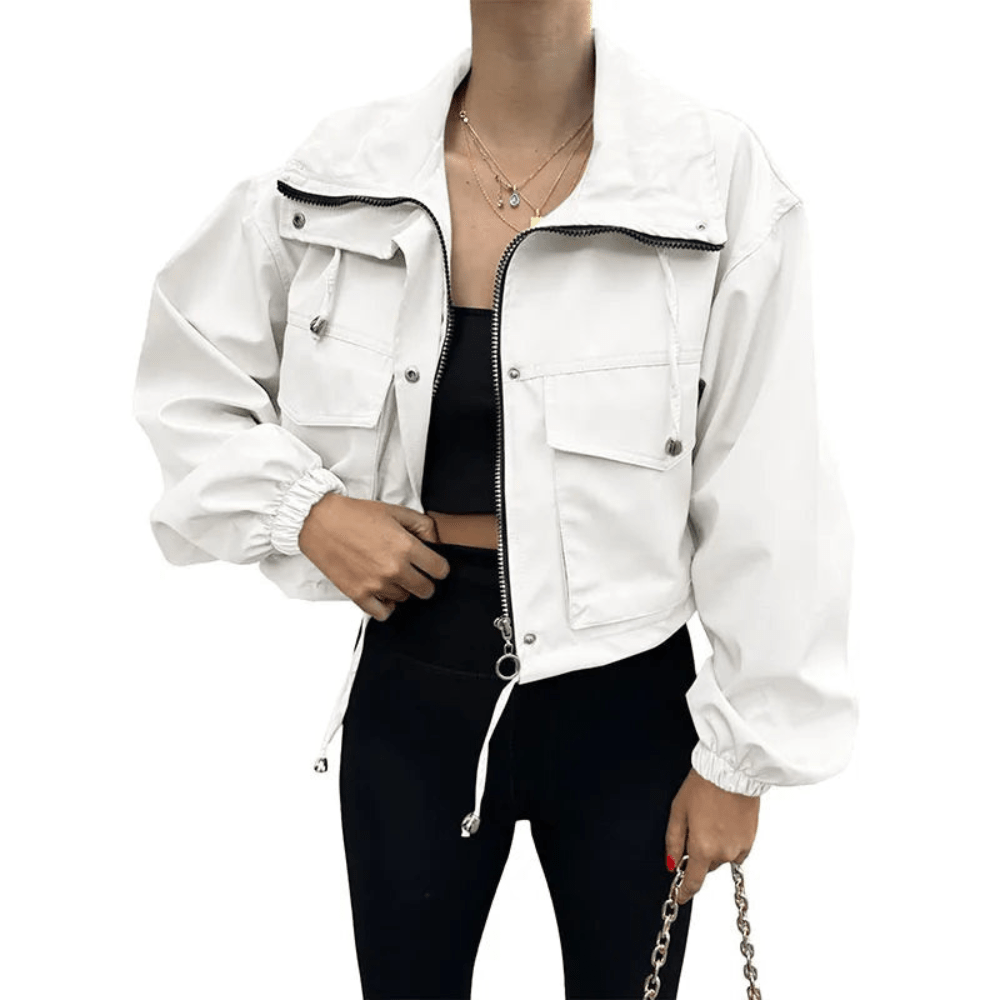 Indie | Utility-Jacke mit hohem Kragen und Taschen für Damen