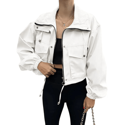 Indie | Utility-Jacke mit hohem Kragen und Taschen für Damen