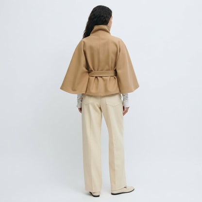 Nika | Women's Belted High Collar Cape Coat