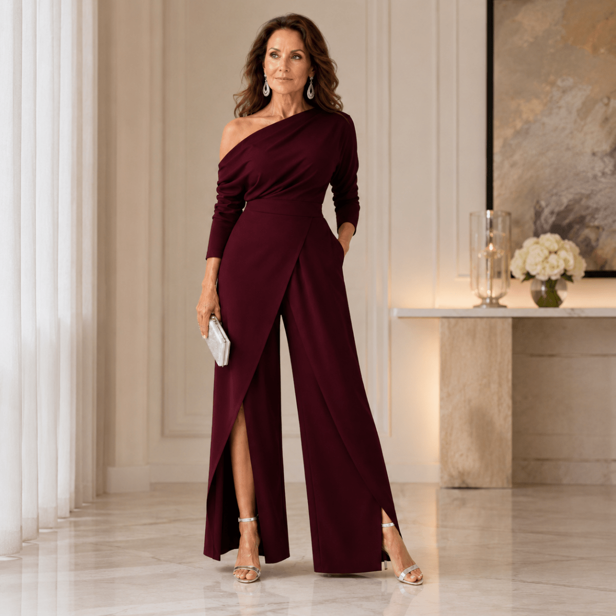 Sloane | Abend-Overall für Damen mit One-Shoulder-Träger und weitem Bein