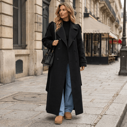 Gia | Klassischer langer Trenchcoat mit Gürtel für Damen