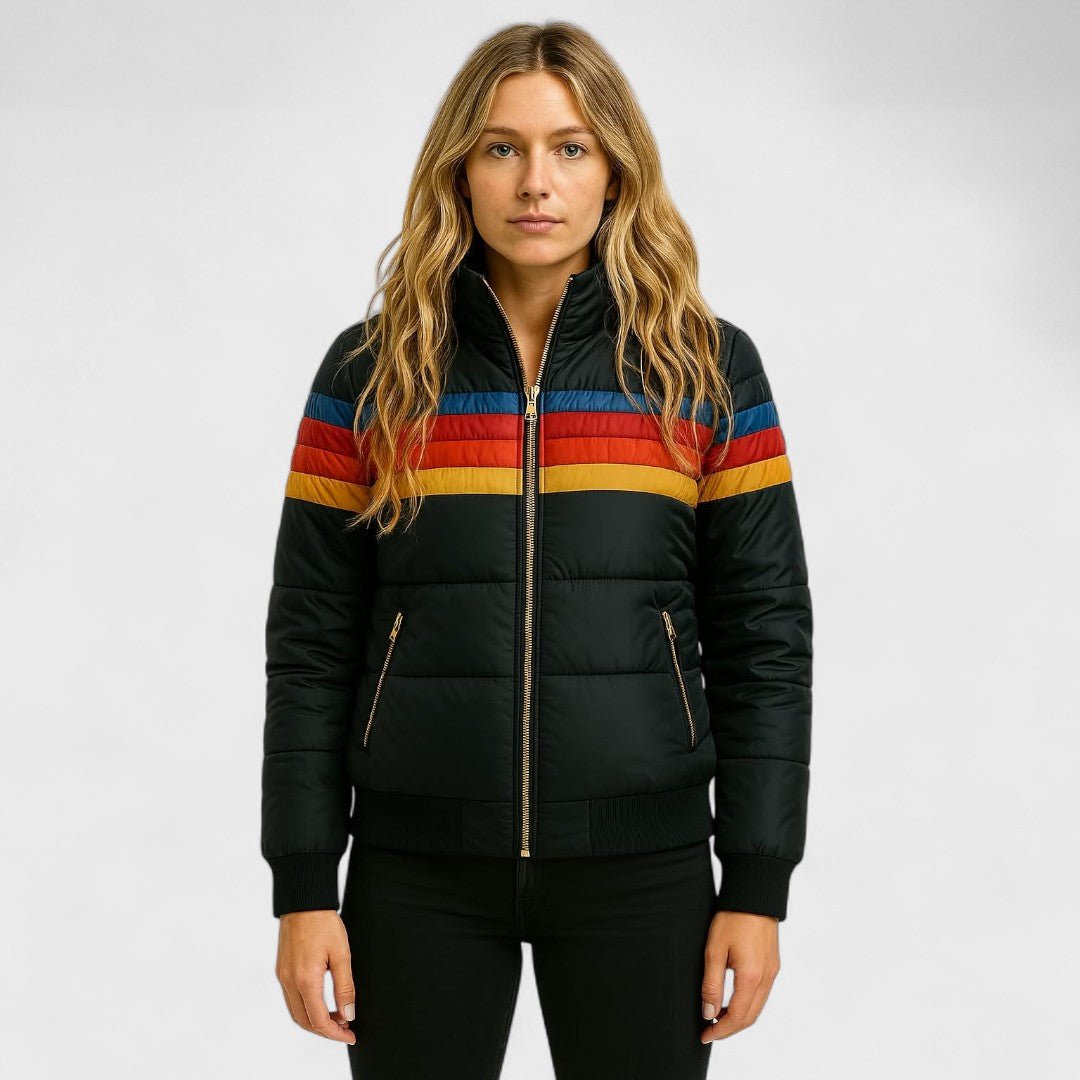 Romy | Gestreifte Steppjacke für Damen mit Reißverschluss