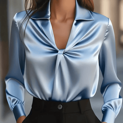 Kaia | Women's V-Neck Twist Front Long Sleeve Top