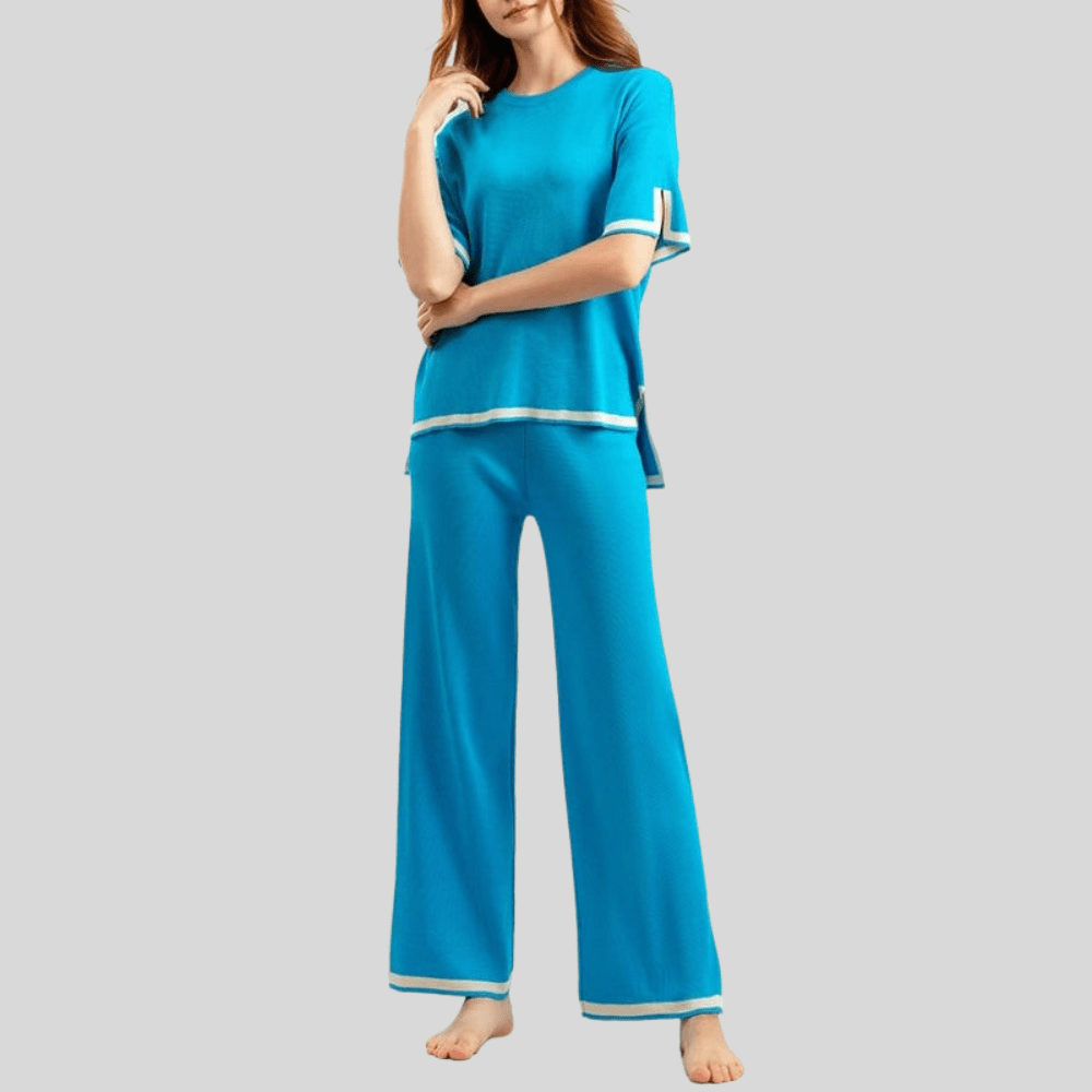 Blair | Women's Contrast Wide Leg Trousers Set