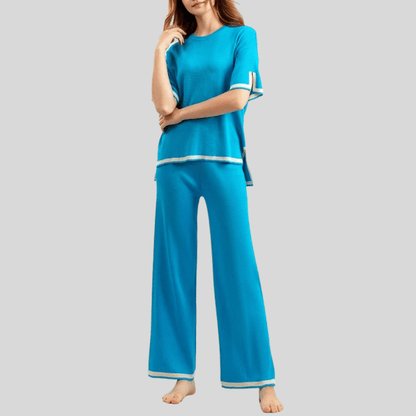 Blair | Women's Contrast Wide Leg Trousers Set