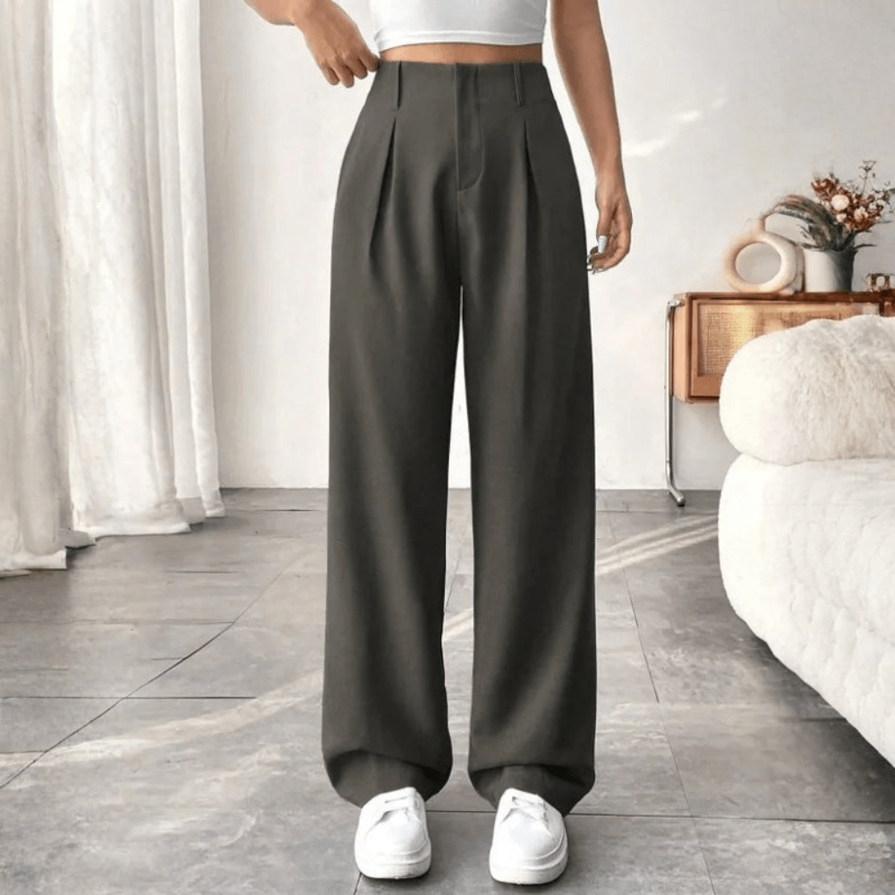 Mae | Women's High-Waisted Wide-Leg Draped Trousers