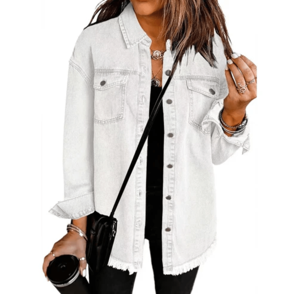 Dakota | Women's Oversized Shirt Jacket with Frayed Hem