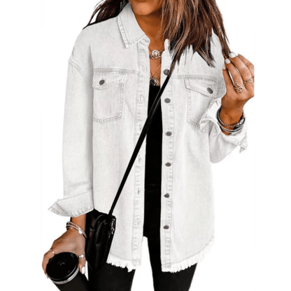 Dakota | Women's Oversized Shirt Jacket with Frayed Hem