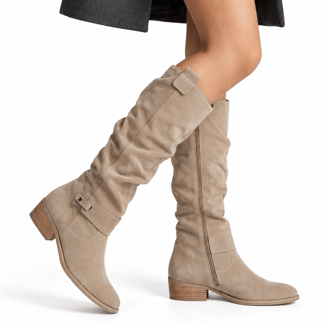 Mae | Knieshohe Winterstiefel mit Blockabsatz für Damen