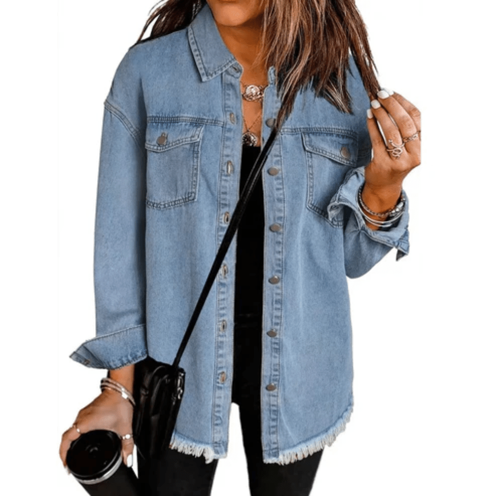 Dakota | Women's Oversized Shirt Jacket with Frayed Hem