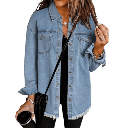 Dakota | Women's Oversized Shirt Jacket with Frayed Hem