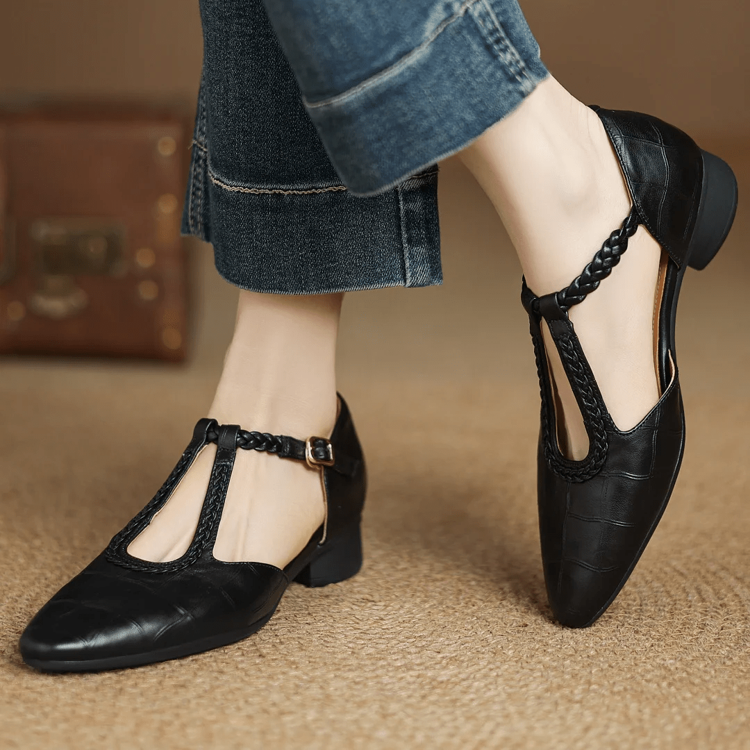 Harlow | Klassische bequeme T-Riemchen-Ballerinas für Damen