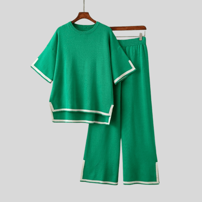 Blair | Women's Contrast Wide Leg Trousers Set