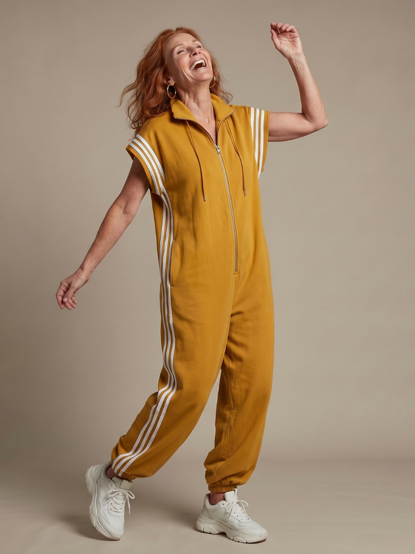 Lyra | Sportlicher Jumpsuit mit Streifen-Einsätzen für Damen