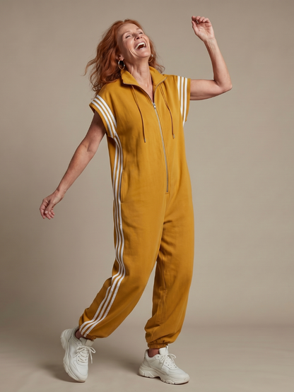 Lyra | Sportlicher Jumpsuit mit Streifen-Einsätzen für Damen