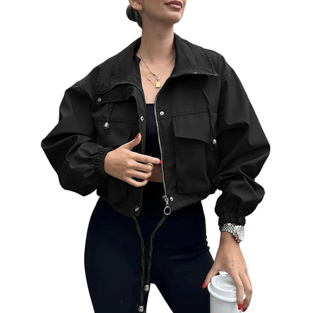 Indie | Utility-Jacke mit hohem Kragen und Taschen für Damen