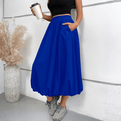Faye | Women's High Waist Pleated Midi Skirt