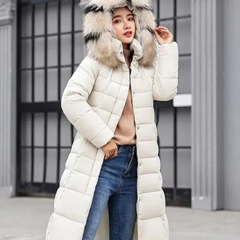 Noa | Women's Winter Belted Fur-Hood Maxi Puffer Coat