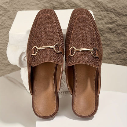 Indie | Women's Square Toe Buckle Mule Flats