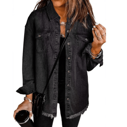 Dakota | Women's Oversized Shirt Jacket with Frayed Hem