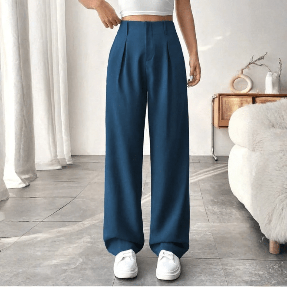 Mae | Women's High-Waisted Wide-Leg Draped Trousers